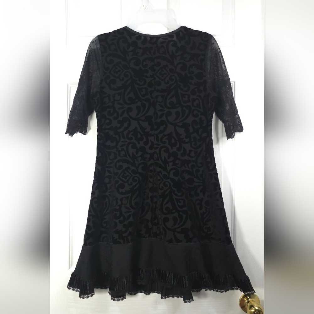 Kollontai Gothic Lolita Lace & Mesh Mini Dress Velvet Back Size L - Picture 4 of 10